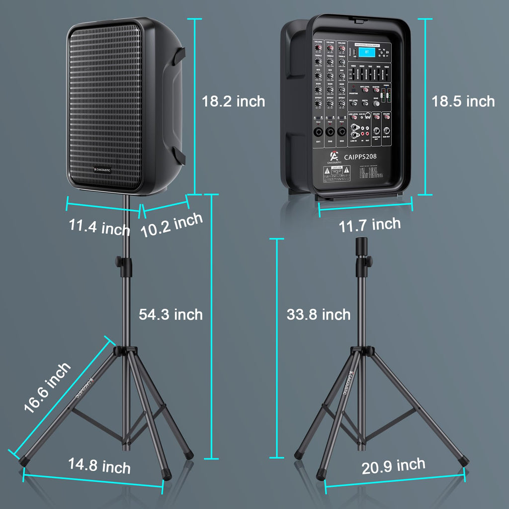 300W 8-Channel Bluetooth PA Speaker System with 8" Subwoofer and 1" Horn Tweeter F94219