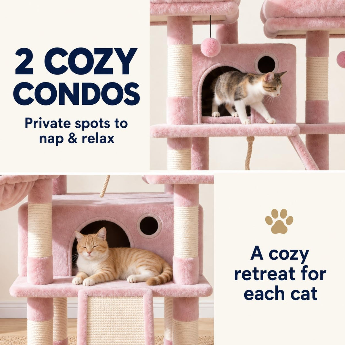 70 Inch Tall Multi-Level Cat Tree Tower with Scratching Posts, Hammock & Perches G2410