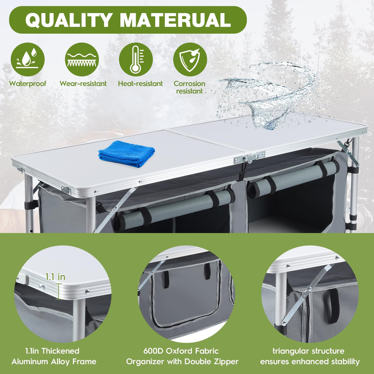 Folding Camping Table with Storage Organizer G2089