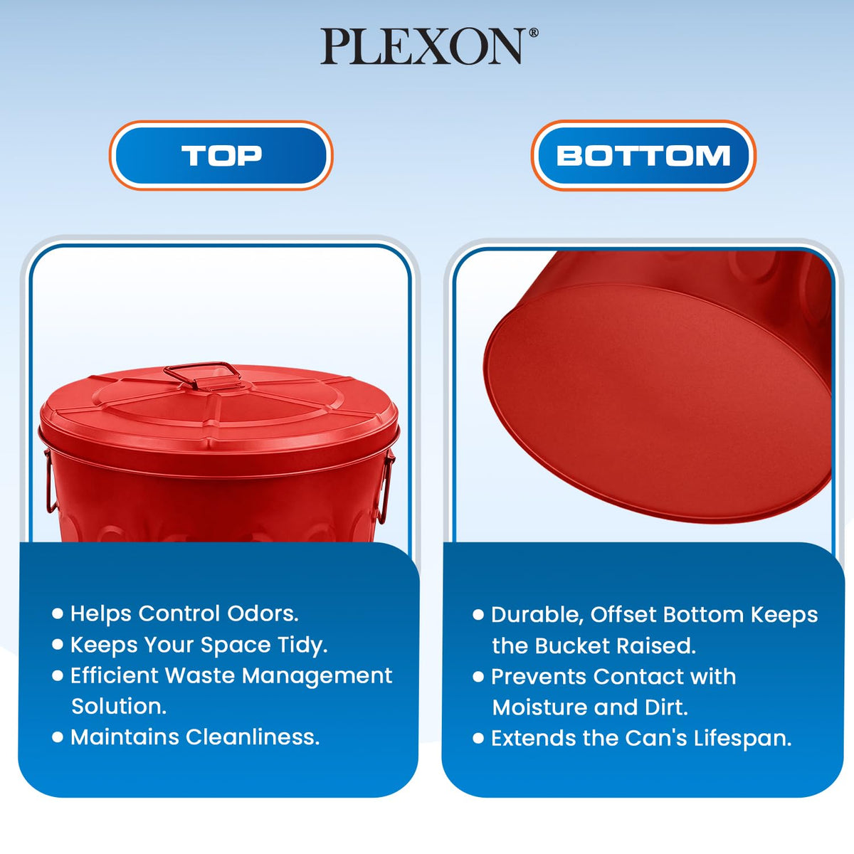 20 Gallon Red Metal Trash Can with Lid M7070