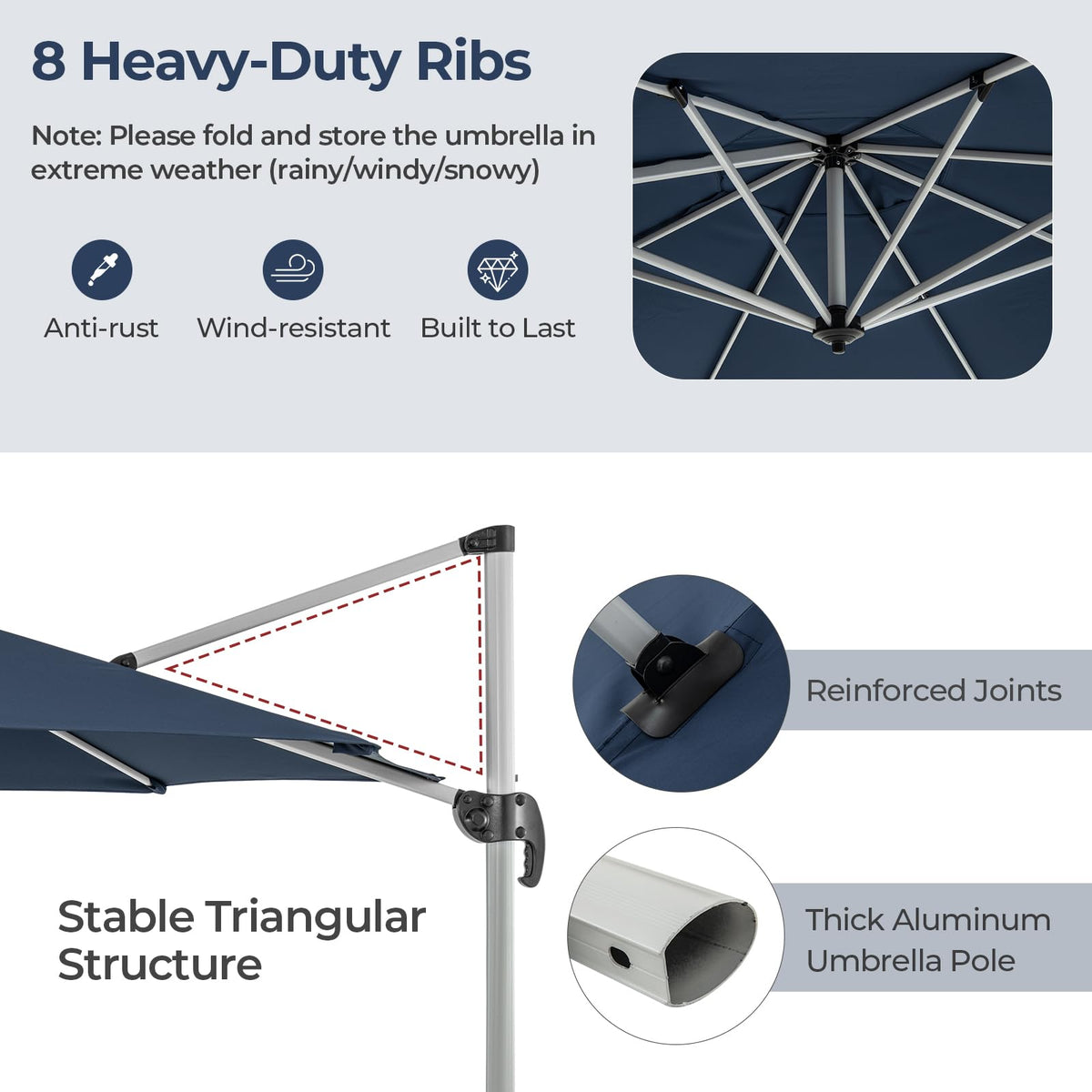 11 FT Cantilever Patio Umbrella with 360° Rotation P1921