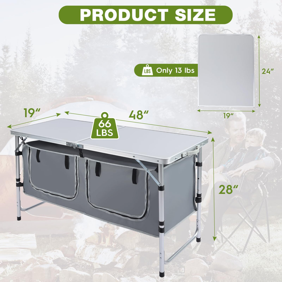 Folding Camping Table with Storage Organizer G2089