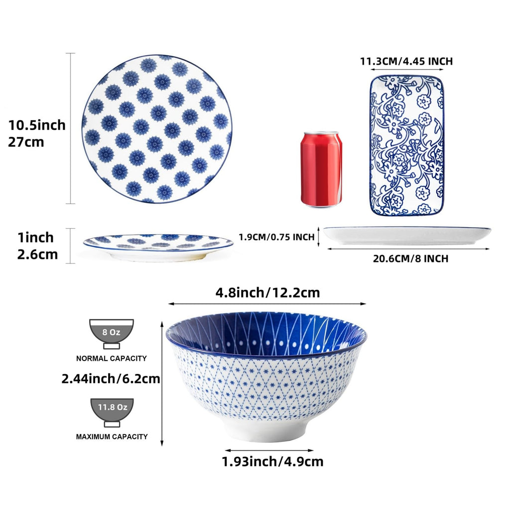 18 Pieces Ceramic Dinnerware Set Service for 6 F479