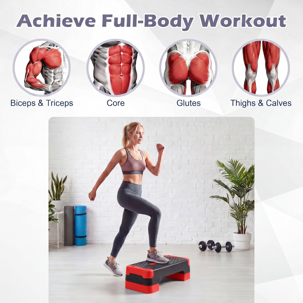 Aerobic Step Platform with Risers & Resistance Bands M383103