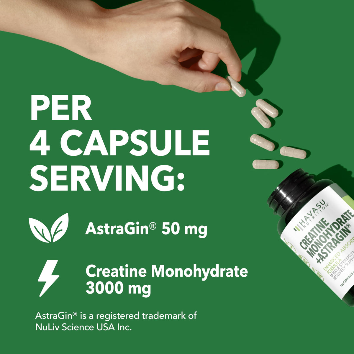 Creatine Monohydrate Capsules 3g Per Serving D24273