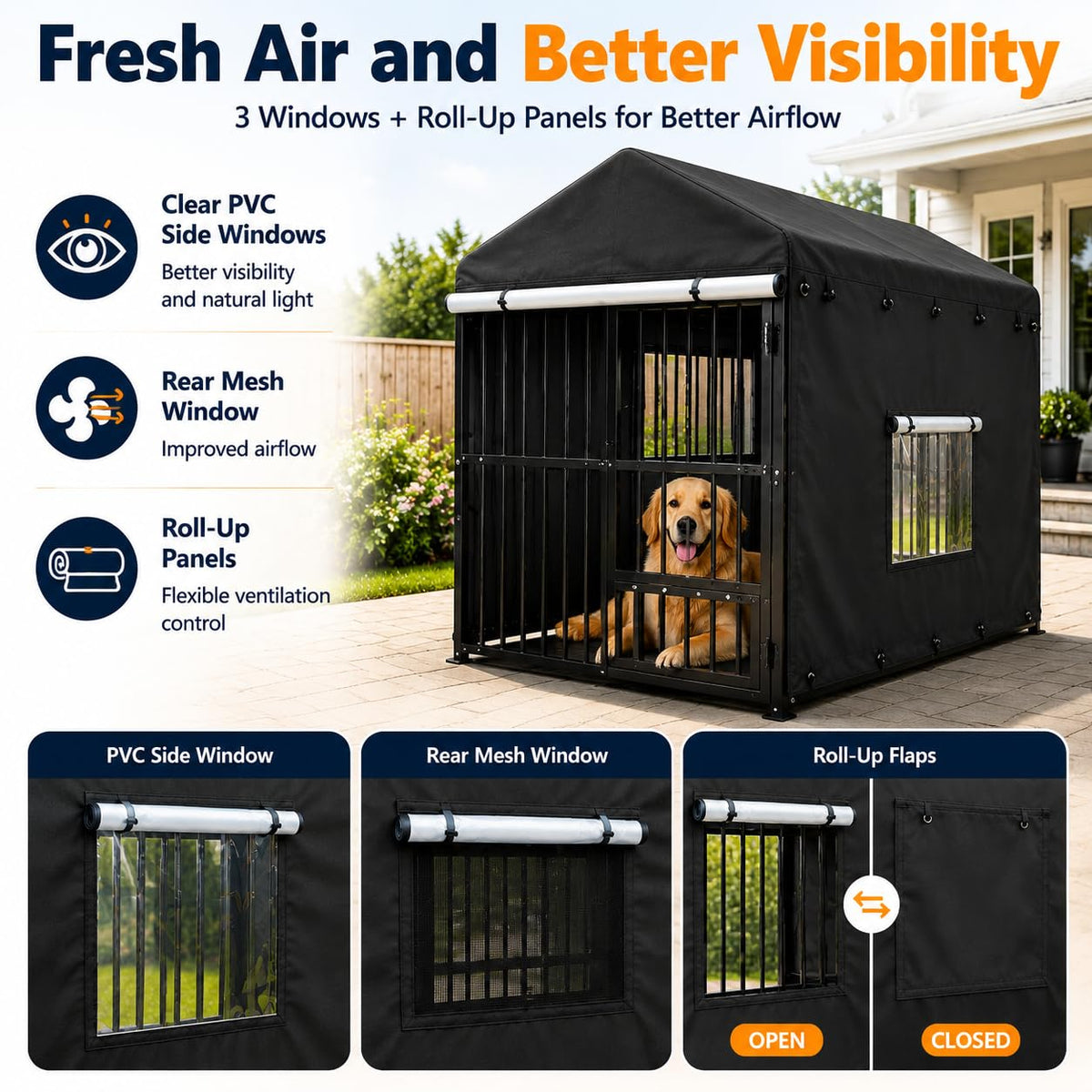 Heavy Duty Outdoor Dog Kennel with Cover R29996