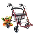 Red Folding Rollator with Seat and Basket U263