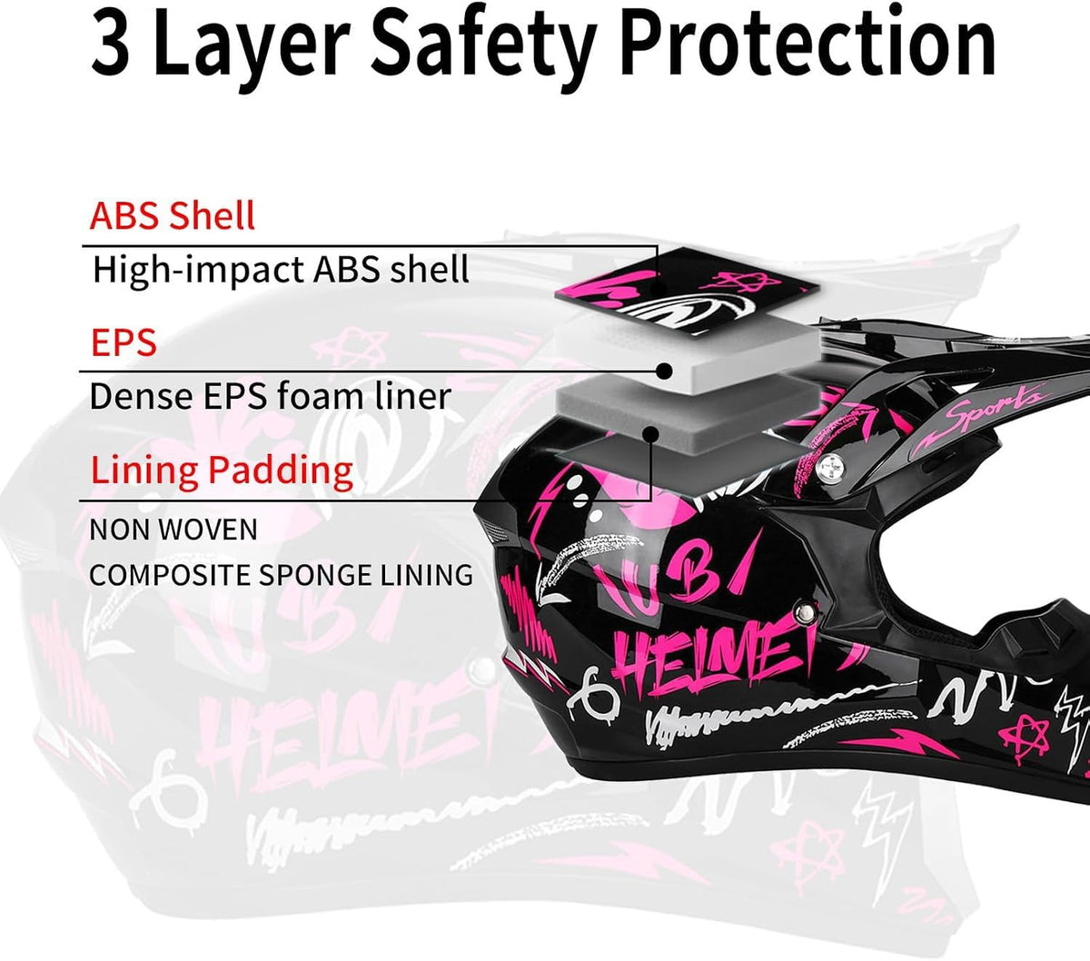 Youth Dirt Bike Helmet DOT Full Face Motocross 4-Piece Set G74066