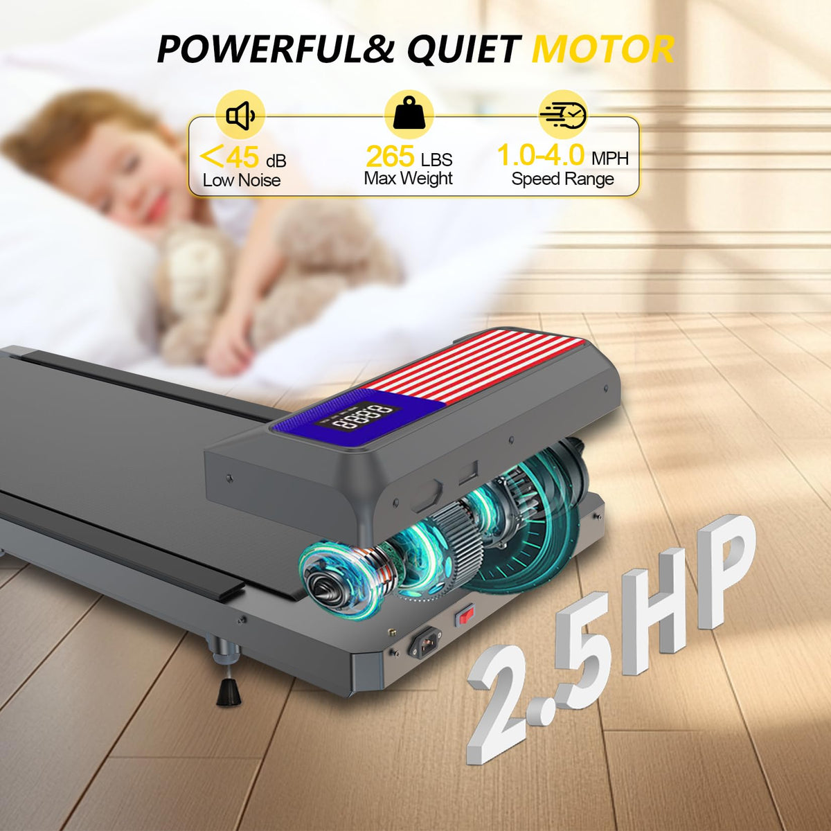 2.5HP Compact Quiet Walking Treadmill E900473