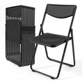 Black Plastic Folding Chairs with Mesh Seat, 10 Pack B349570