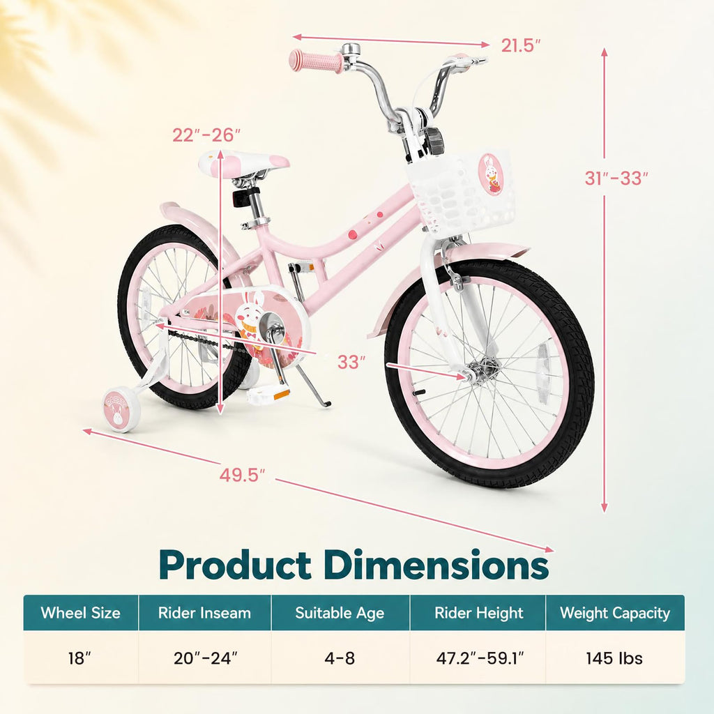 18 Inch Girls Bike with Basket U846230