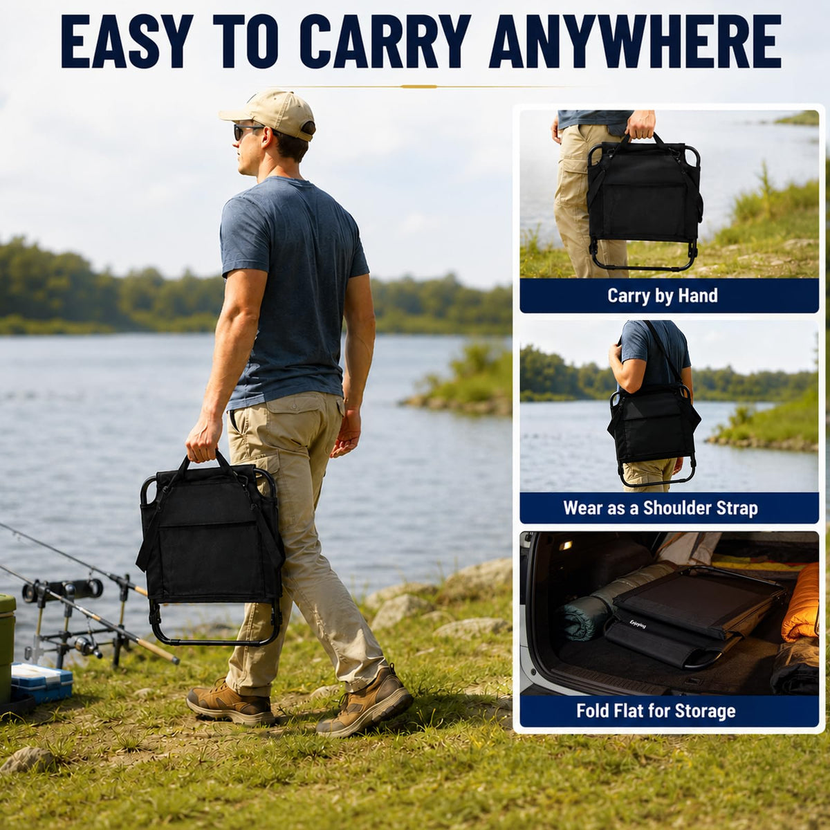 Portable Stadium Seat with Back Support and Storage Pockets X6868