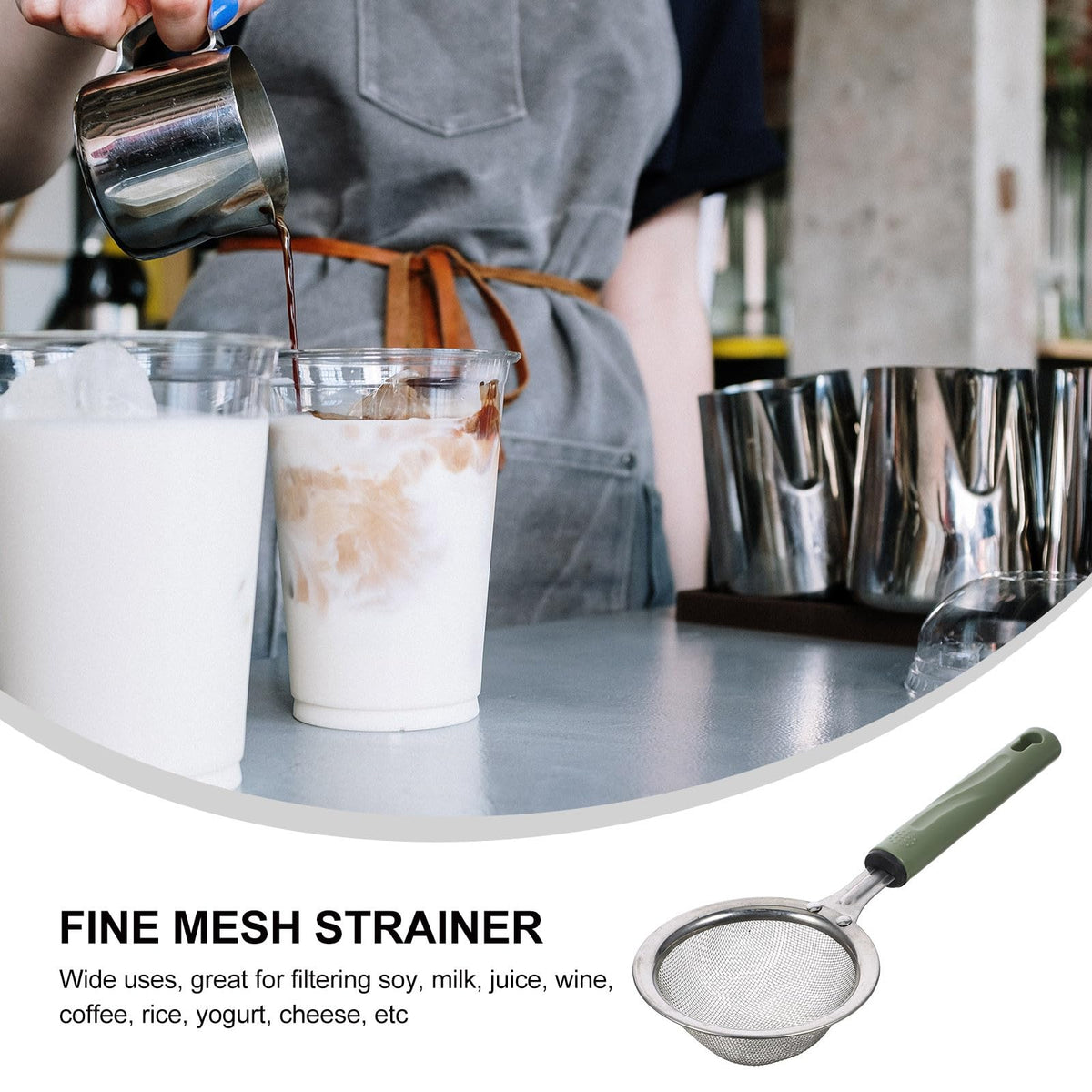 Stainless Steel Food Mesh Strainer with Handle Q42572