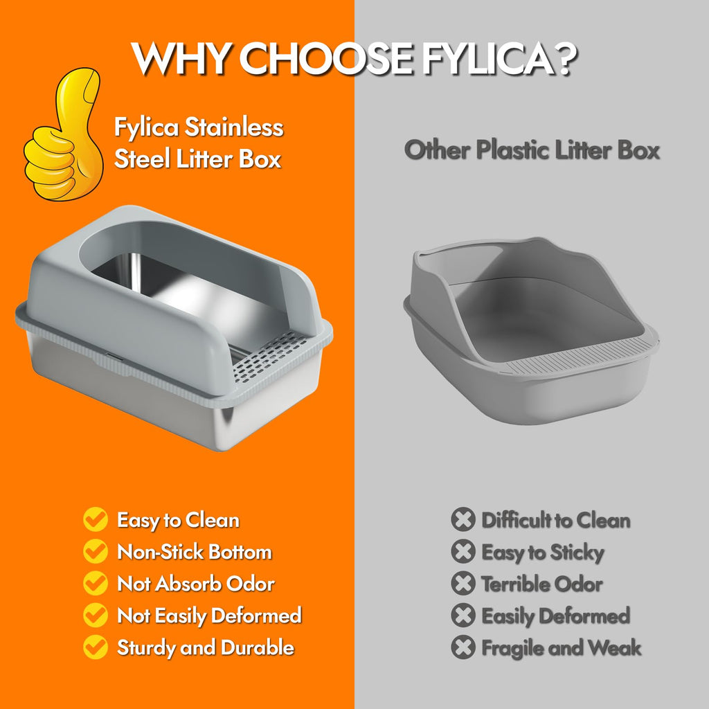Stainless Steel Cat Litter Box with Lid H62008