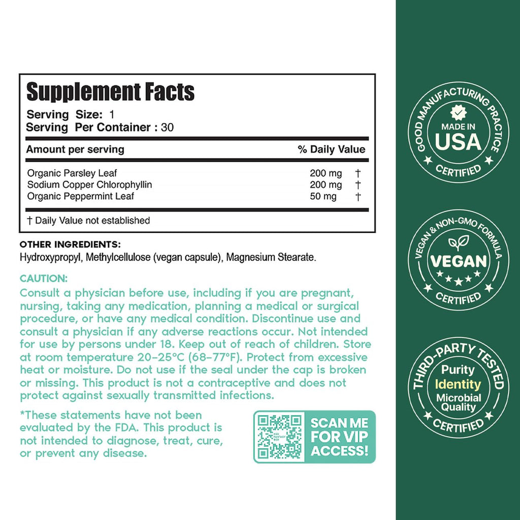 Chlorophyll Capsules 30 Capsules 200 mg S6779