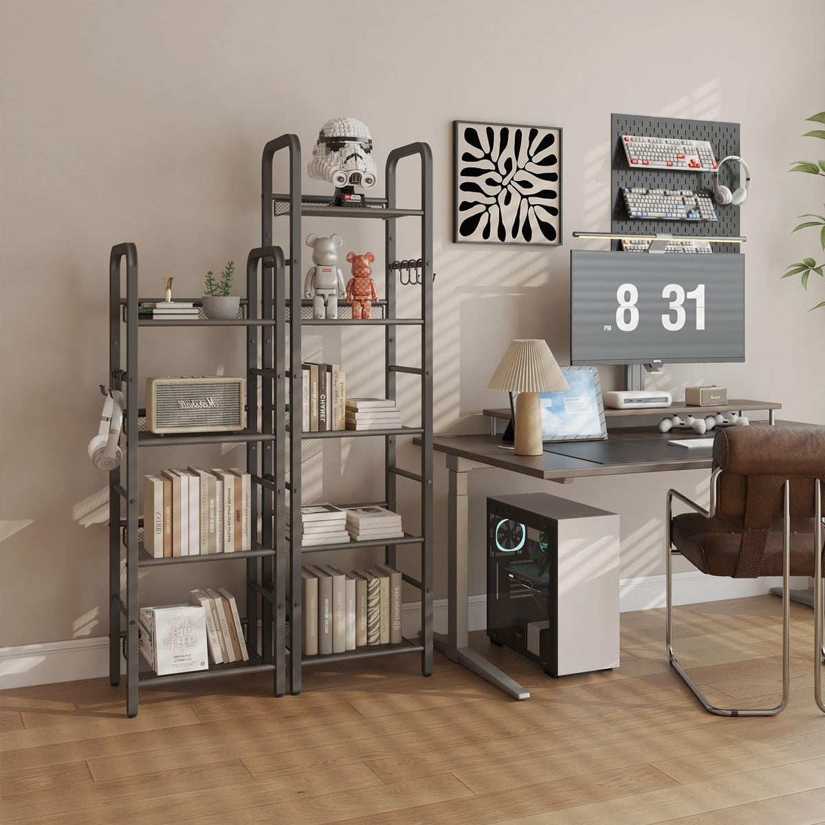 5 Tier Black Metal Bookshelf R741