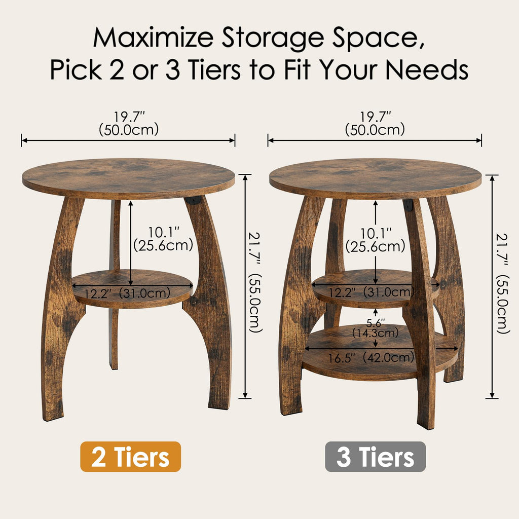 2-Tier Round Wood Side Table F645201