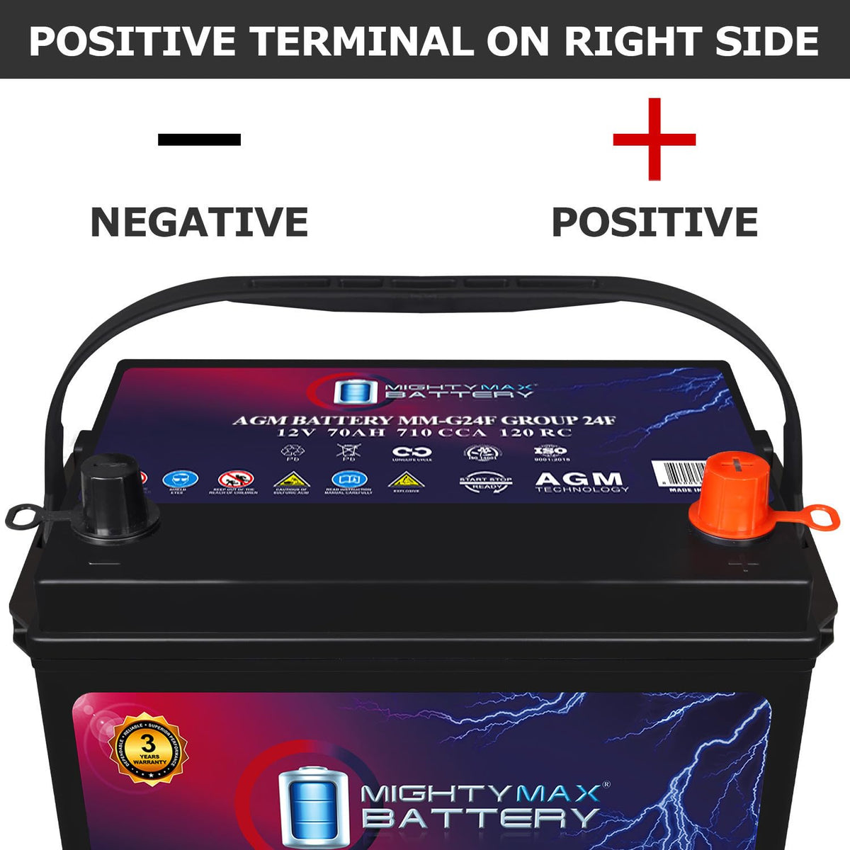 12V 70Ah AGM Replacement Battery J2905