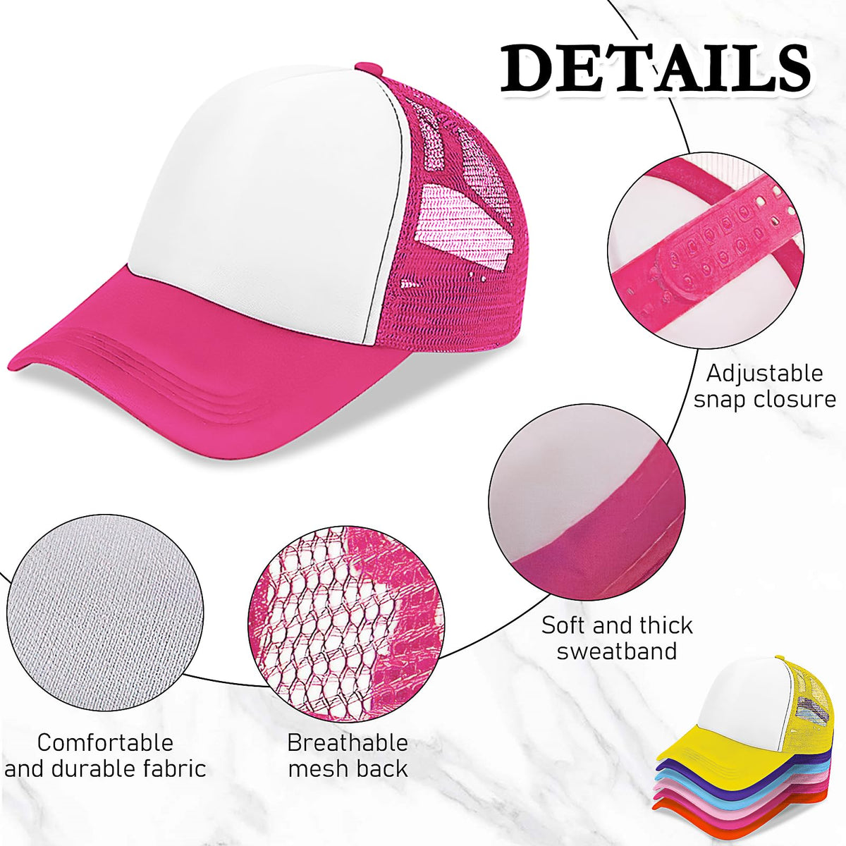 30 Pcs Kids Adjustable Mesh Trucker Hats O312216