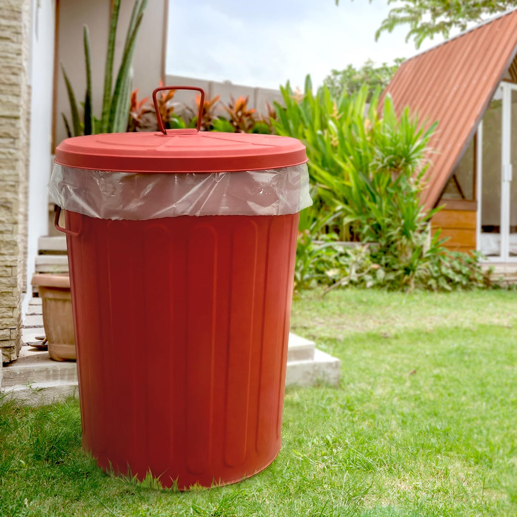20 Gallon Red Metal Trash Can with Lid M7070