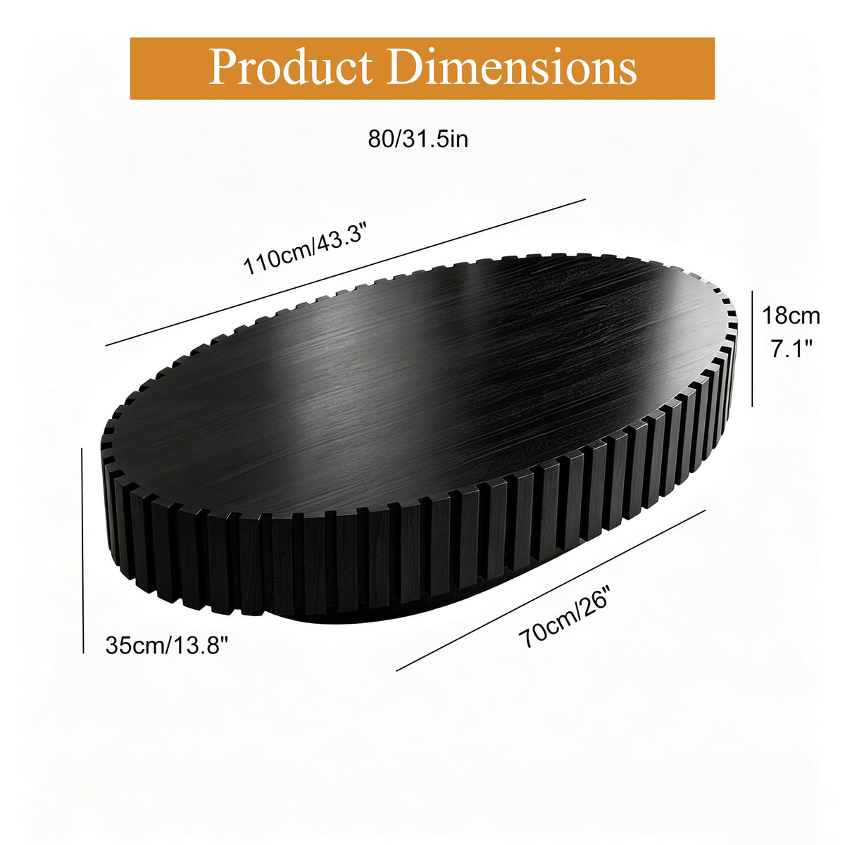 Oval Drum Coffee Table with Pedestal N1792