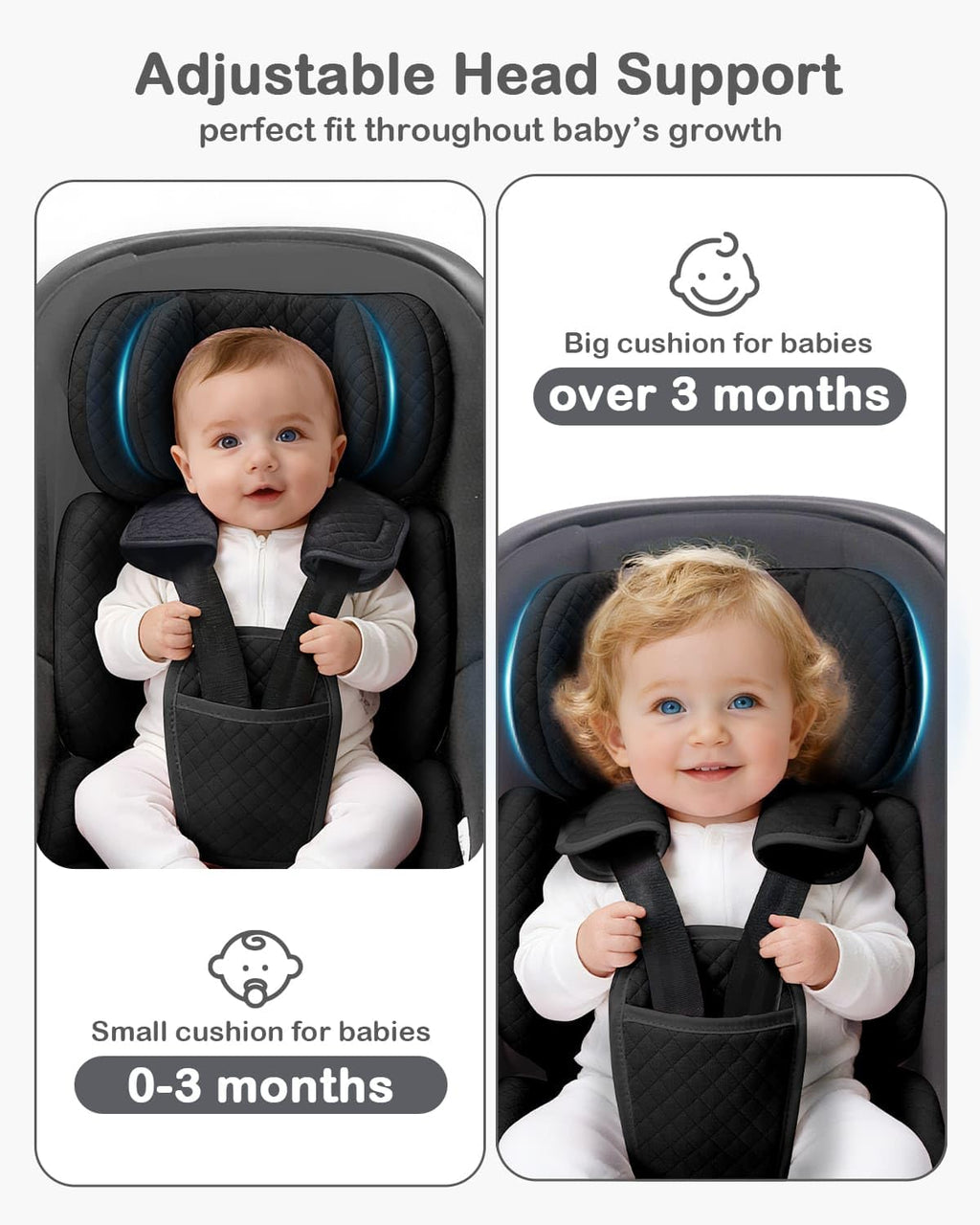 Infant Car Seat Insert with Adjustable Head Support, Black C62653