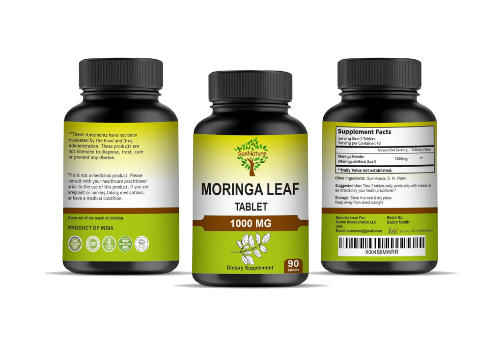 1000 mg Moringa Leaf Tablets, 90 Tablets M155018
