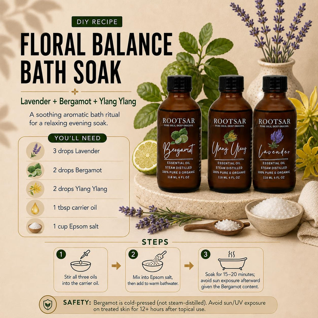 3 Pack Lavender Ylang Ylang Bergamot Essential Oils 4 Fl Oz L204
