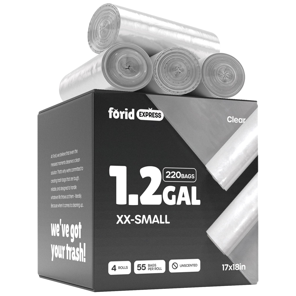 1.2 Gallon 220 Count Plastic Trash Bags L5035