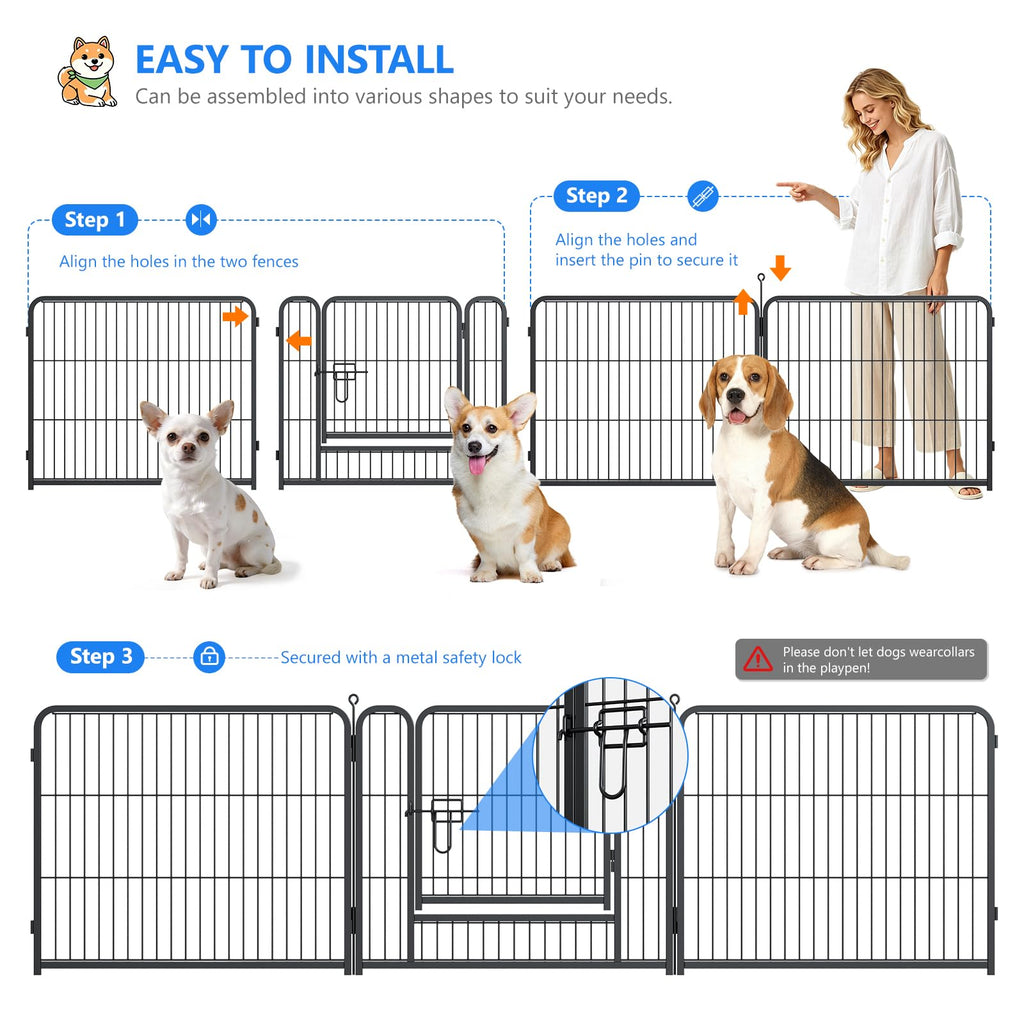 32 Inch 16 Panels Foldable Dog Playpen W231618