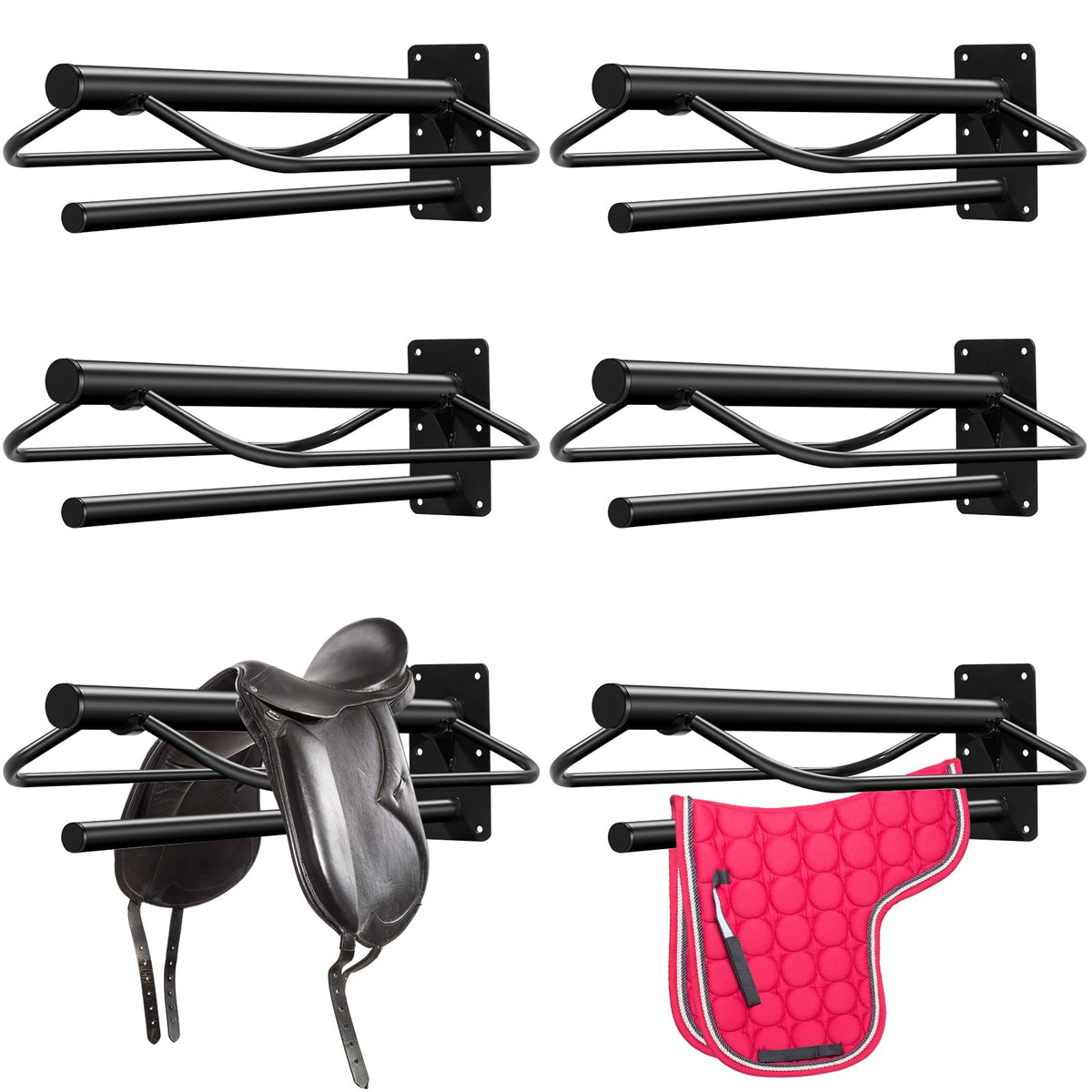6 Pcs Wall Mount Saddle Rack with Pad Bar V453