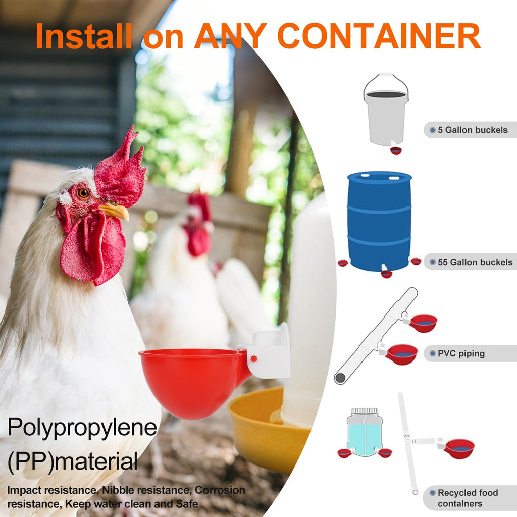 6 Pack Automatic Chicken Waterer Cups N5574