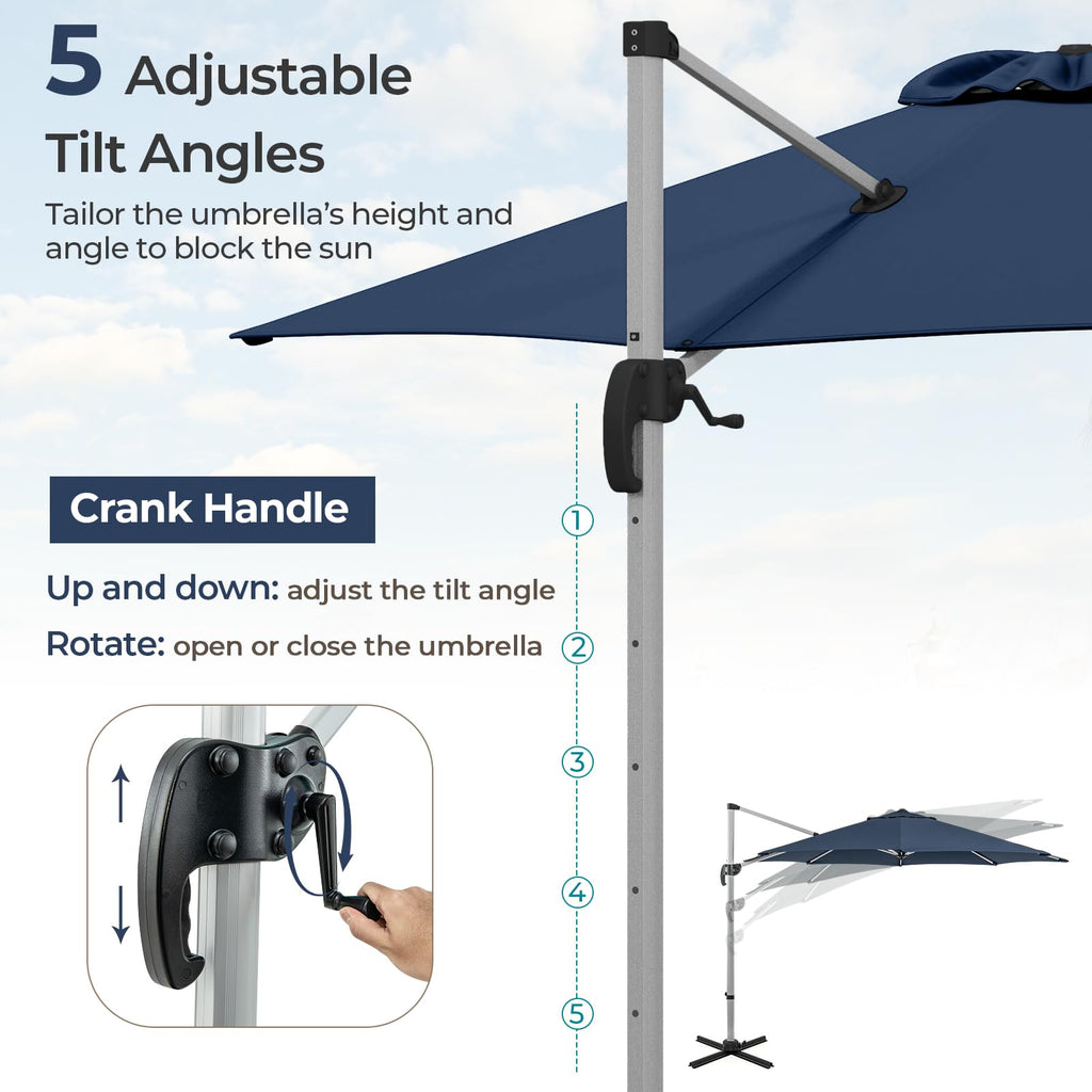 11 FT Cantilever Patio Umbrella with 360° Rotation P1921