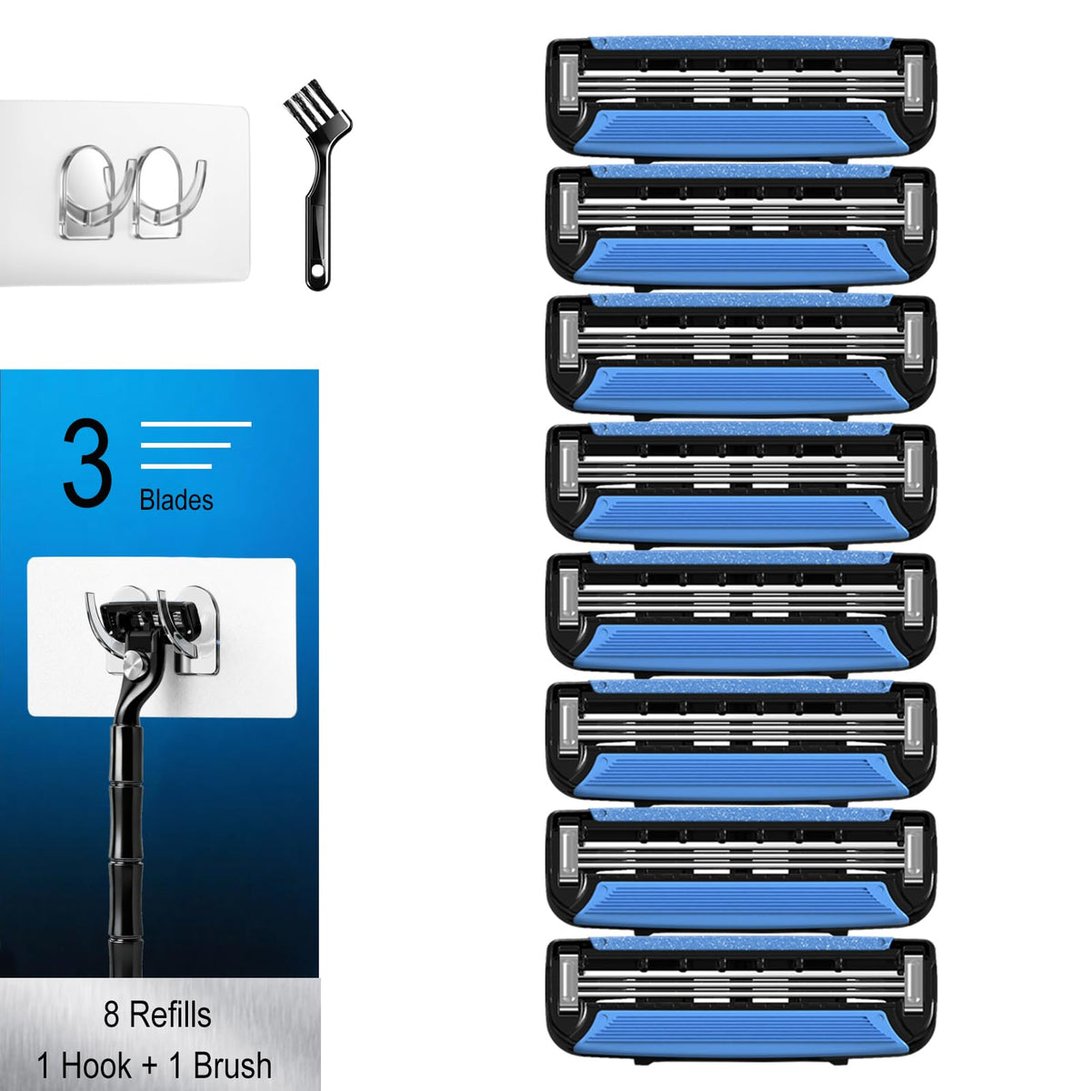 Men's 3 Blade Razor Cartridge Refills, 8 Count H89225