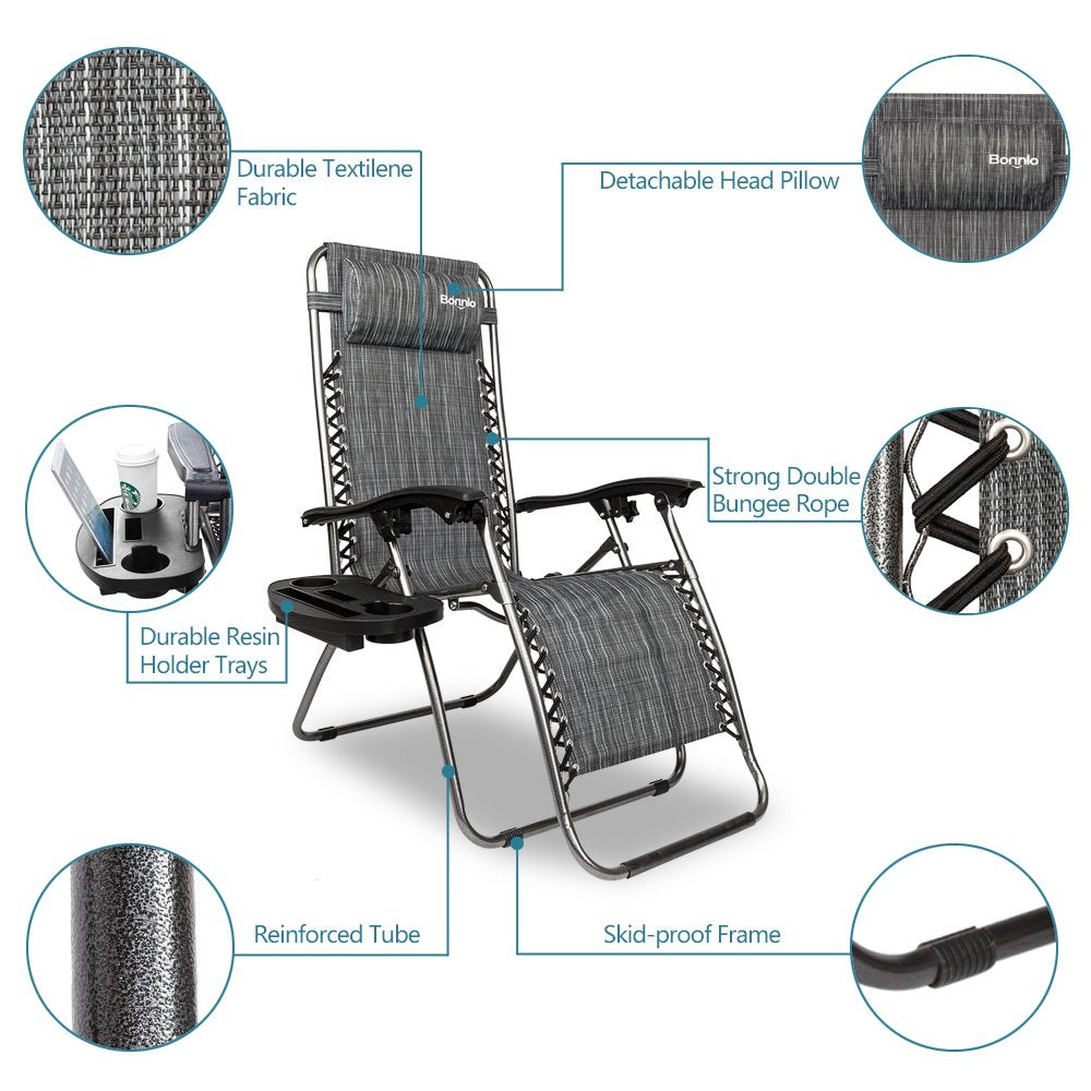 Zero Gravity Chair Set of 2 with Pillow and Cup Holder Y4820