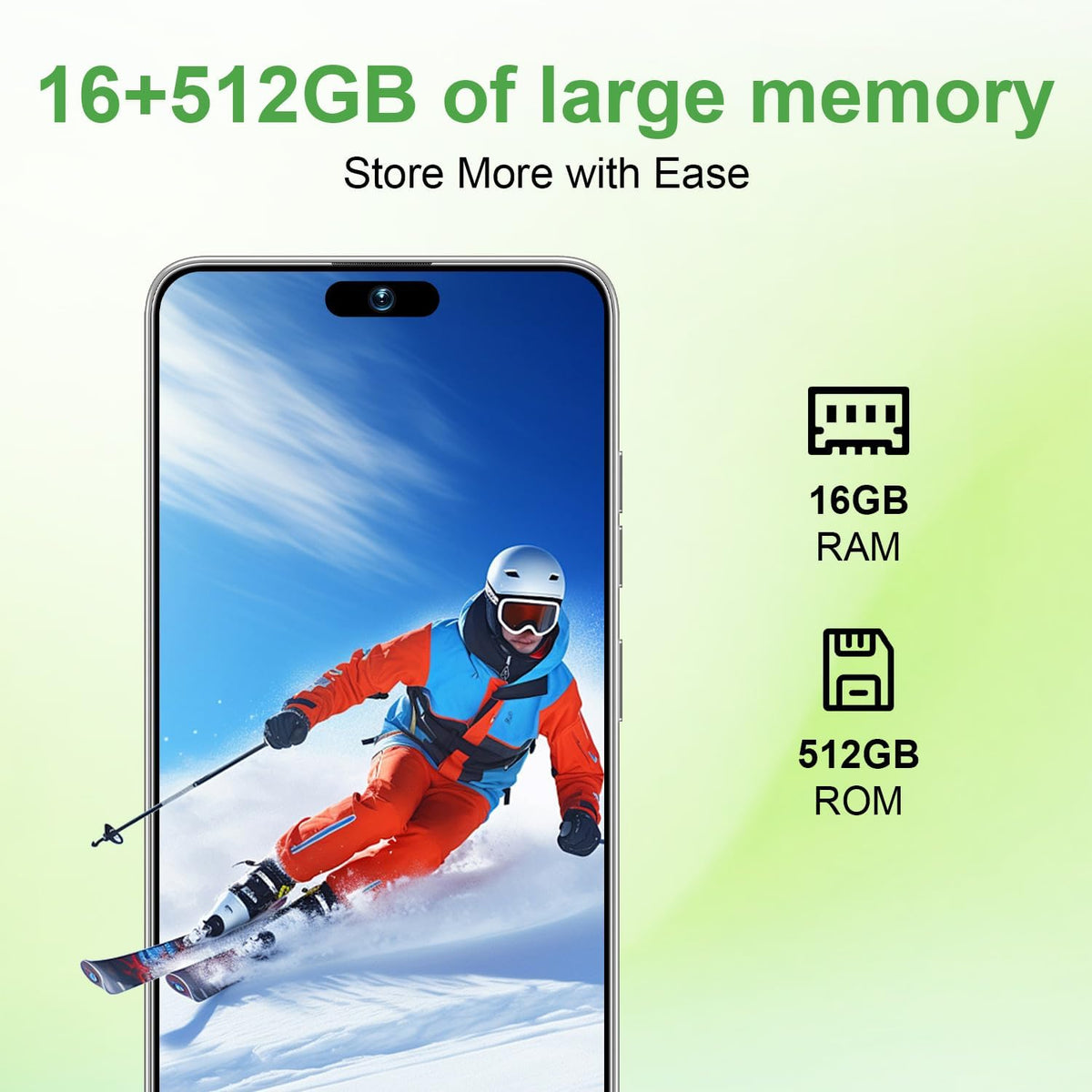 Unlocked Cell Phone 16GB+512GB Smartphone 6.99" HD Screen Android 15 5G 7000mAh (Purple) E80364