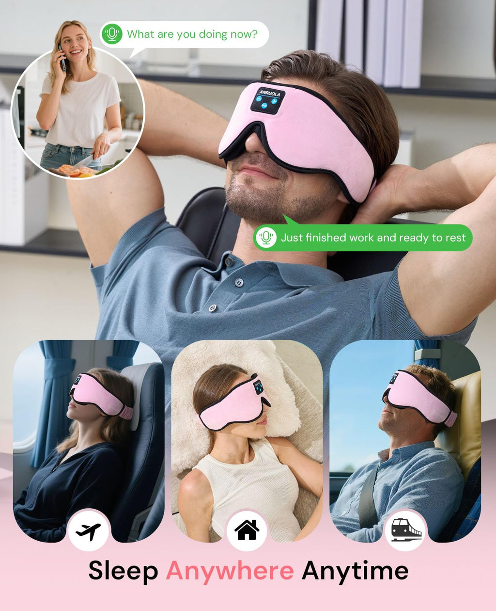 Bluetooth Sleep Mask with Wireless Headphones G292
