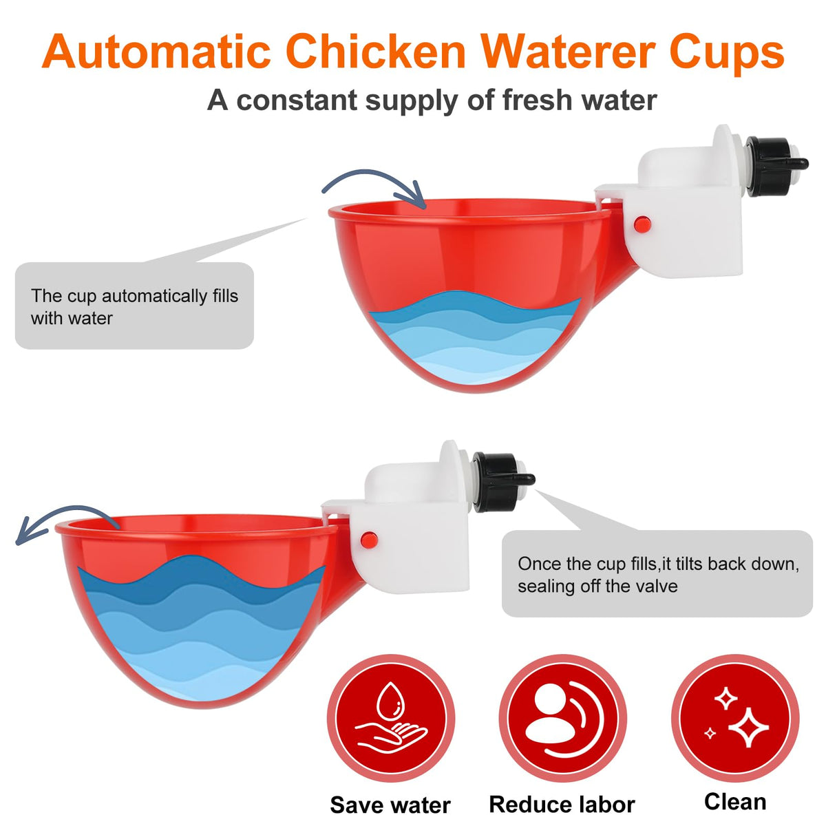 6 Pack Automatic Chicken Waterer Cups N5574