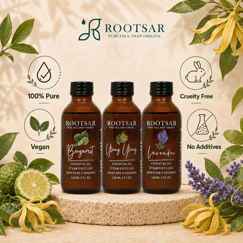 3 Pack Lavender Ylang Ylang Bergamot Essential Oils 4 Fl Oz L204