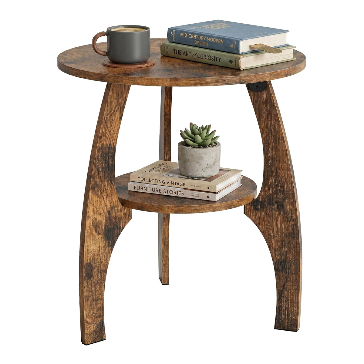 2-Tier Round Wood Side Table F645201
