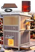 Heated 2-Story Solid Wood Cat House L733