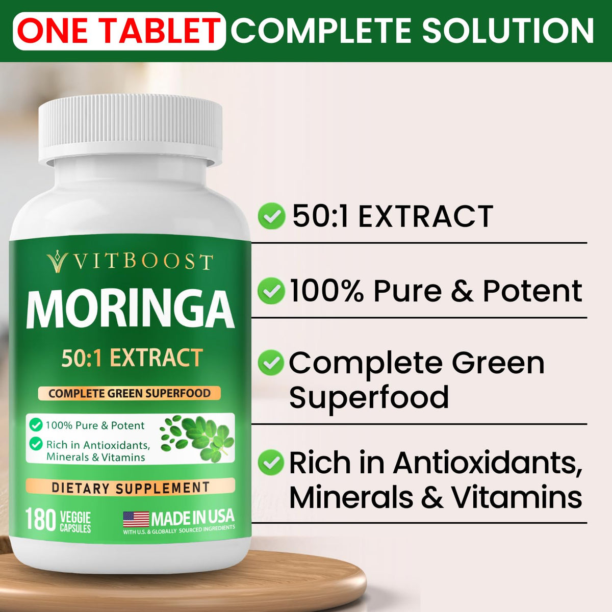 Moringa Oleifera Extract Capsules 400mg P218