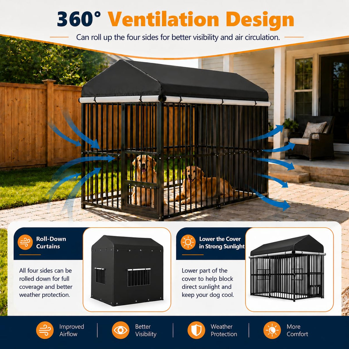 Heavy Duty Outdoor Dog Kennel with Cover R29996