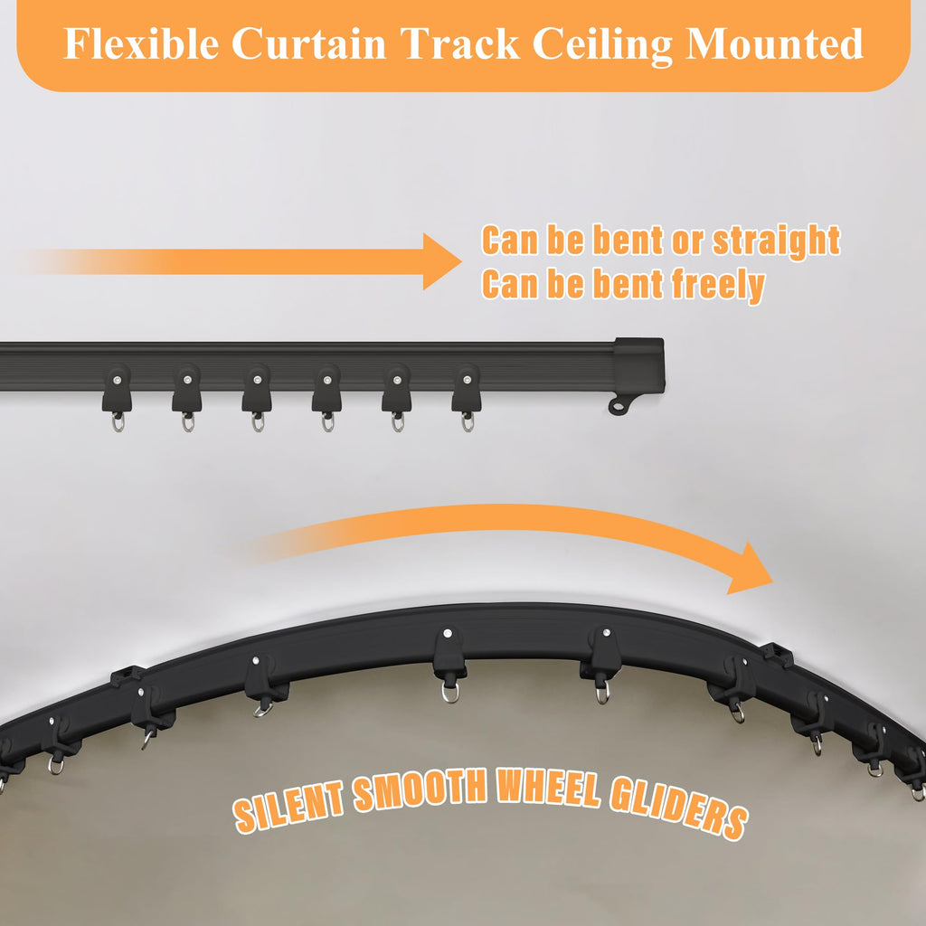 Blackout Room Divider Curtains with Ceiling Tracks Set P8545