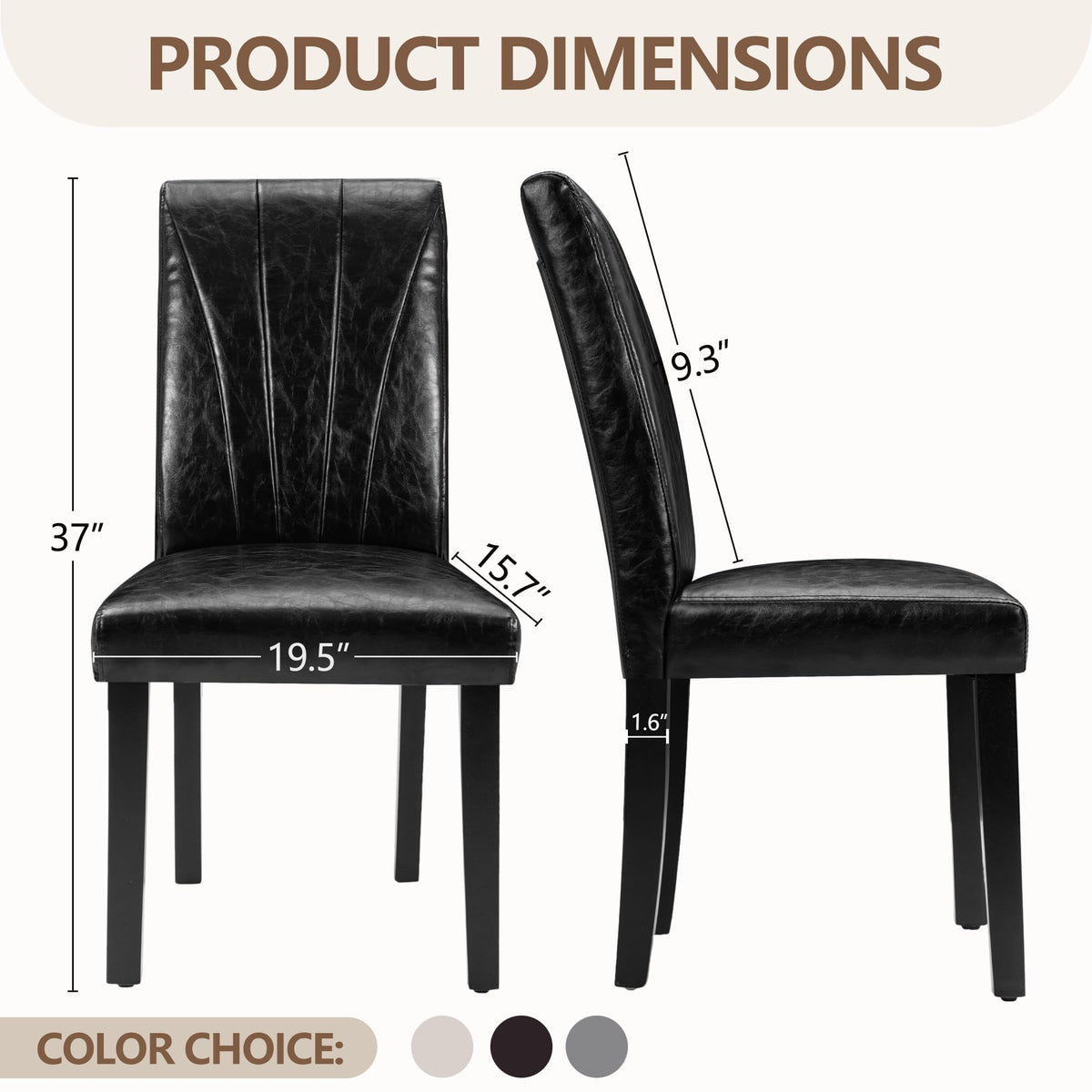 Black Upholstered Dining Chairs Set of 6 Q9929