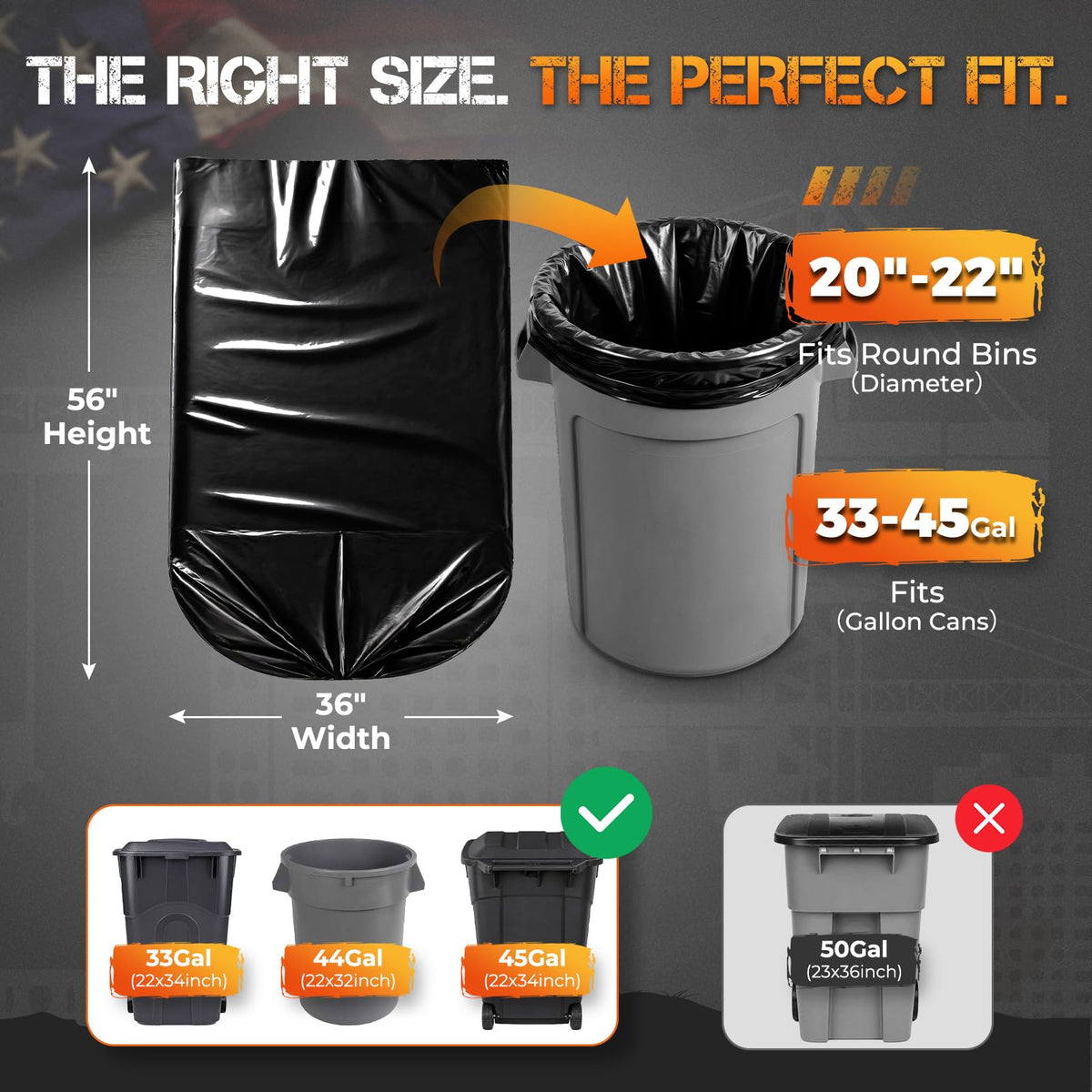 55-60 Gallon 40 Count Trash Bags F30290