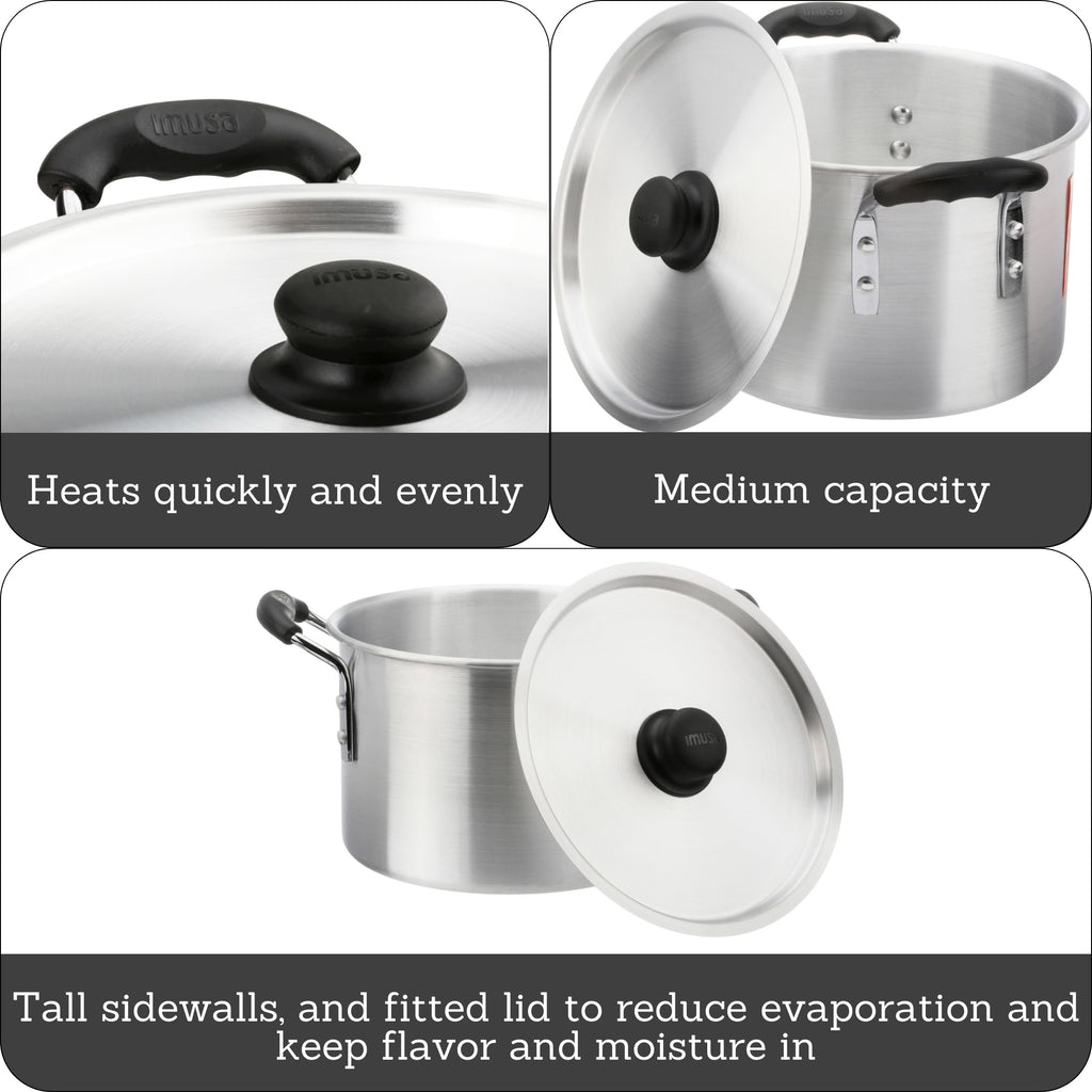 Silver 8 Quart Aluminum Stock Pot with Lid Z6965