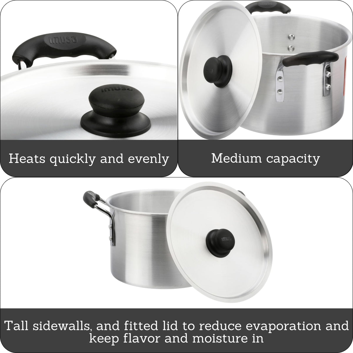 Silver 8 Quart Aluminum Stock Pot with Lid Z6965