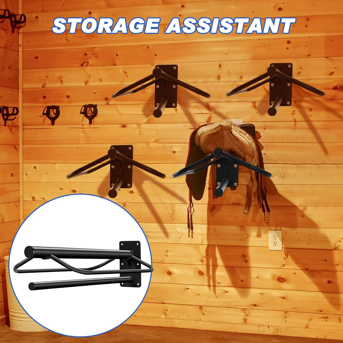 6 Pcs Wall Mount Saddle Rack with Pad Bar V453