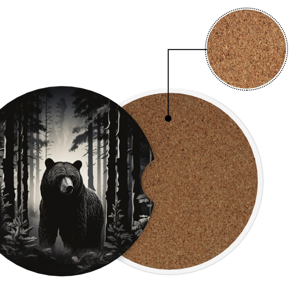 Black Bear Ceramic Car Coasters Set of 2 M68218